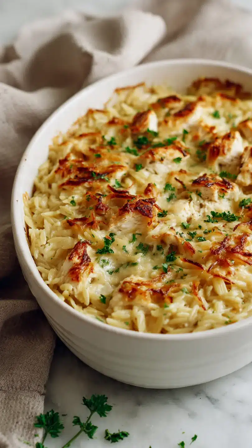 French Onion Chicken Orzo Casserole - Image 3